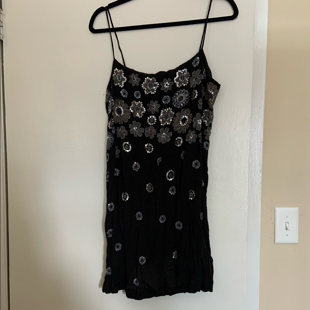 Free People Embellished Sequin Black  Dress